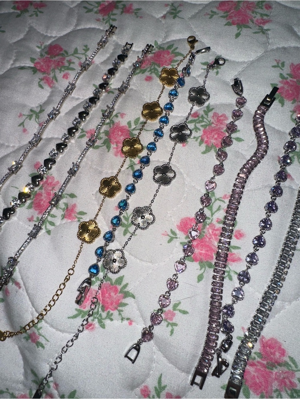 Multi-Color Floral and Crystal Bracelet 10 pc bundle Set for Women